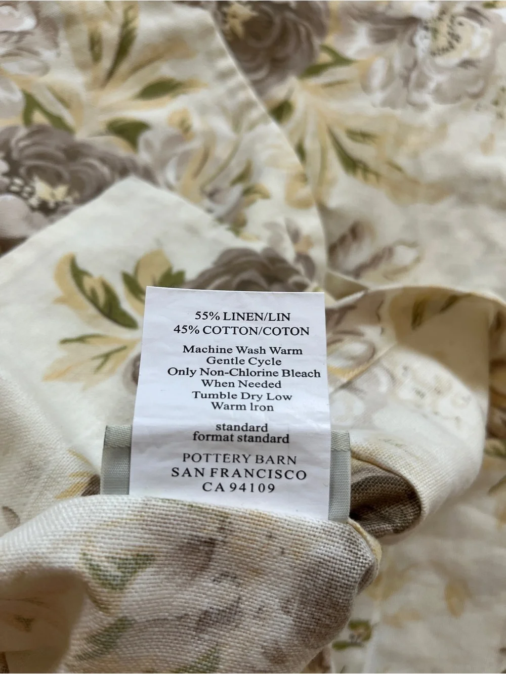 x2 Pottery Barn Hayden Floral Sham Standard Linen Cotton Ivory Beige Floral Rose
